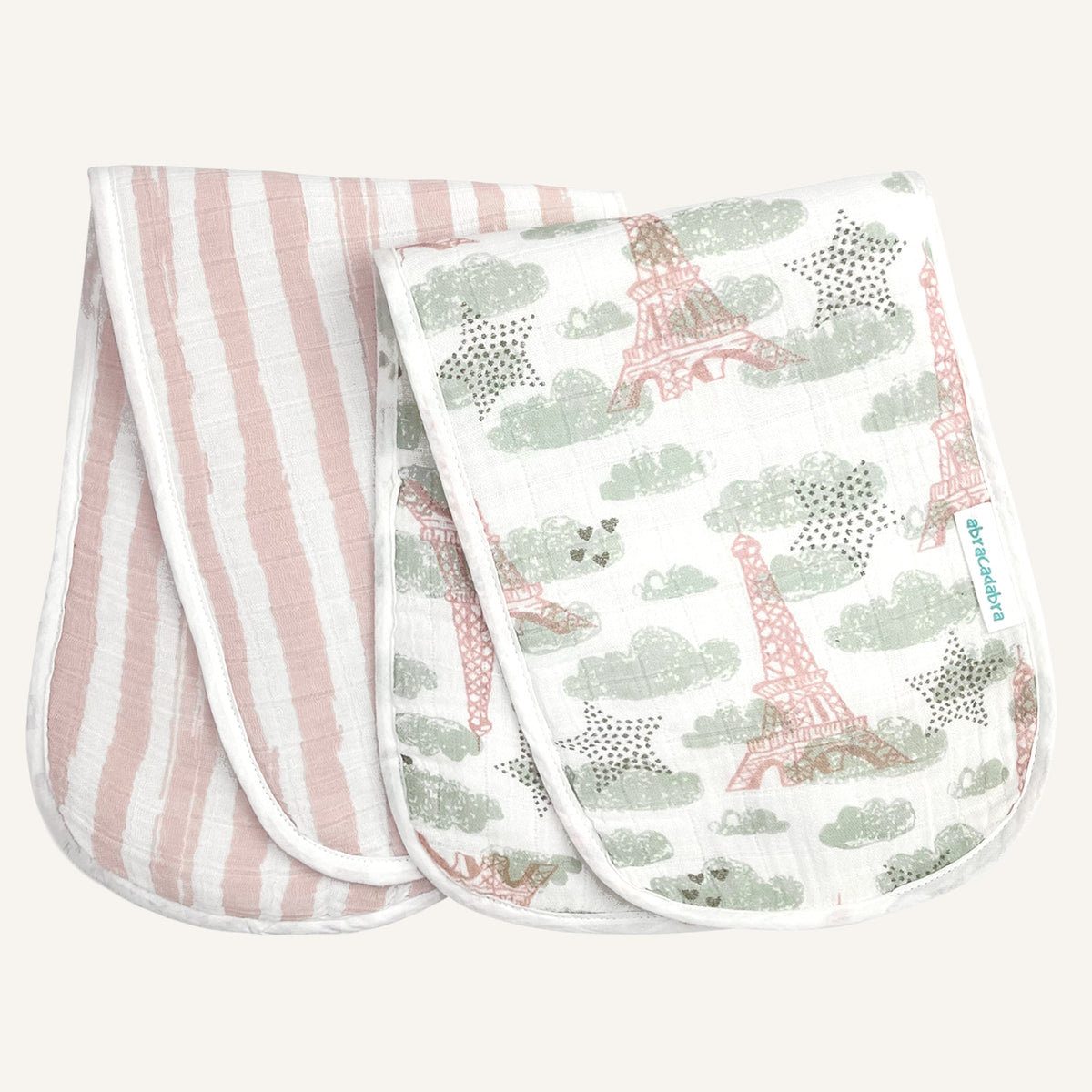 Abracadabra Muslin Burp Pads Set of 2 – Eiffel Tower