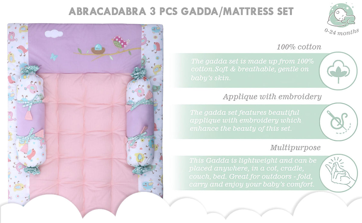 Abracadabra Gadda Set With Two Bolsters - Chirpy Bird