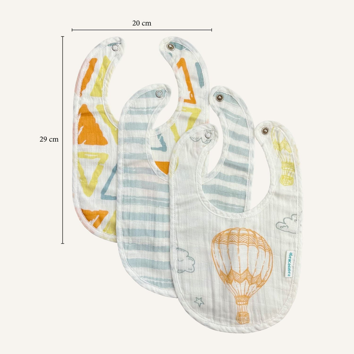 Abracadabra Hot Air Balloon Cotton Muslin Bibs – Pack of 3