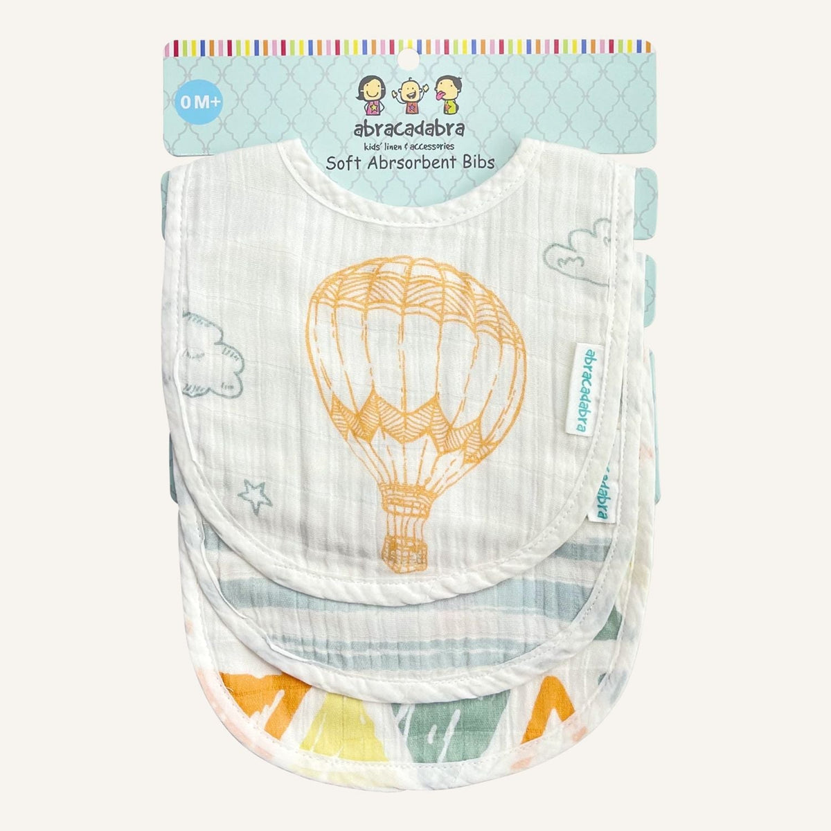 Abracadabra Hot Air Balloon Cotton Muslin Bibs – Pack of 3