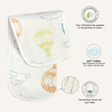 Abracadabra 4-Layer Muslin Burp Pads – Hot Air Balloon, Pack of 2