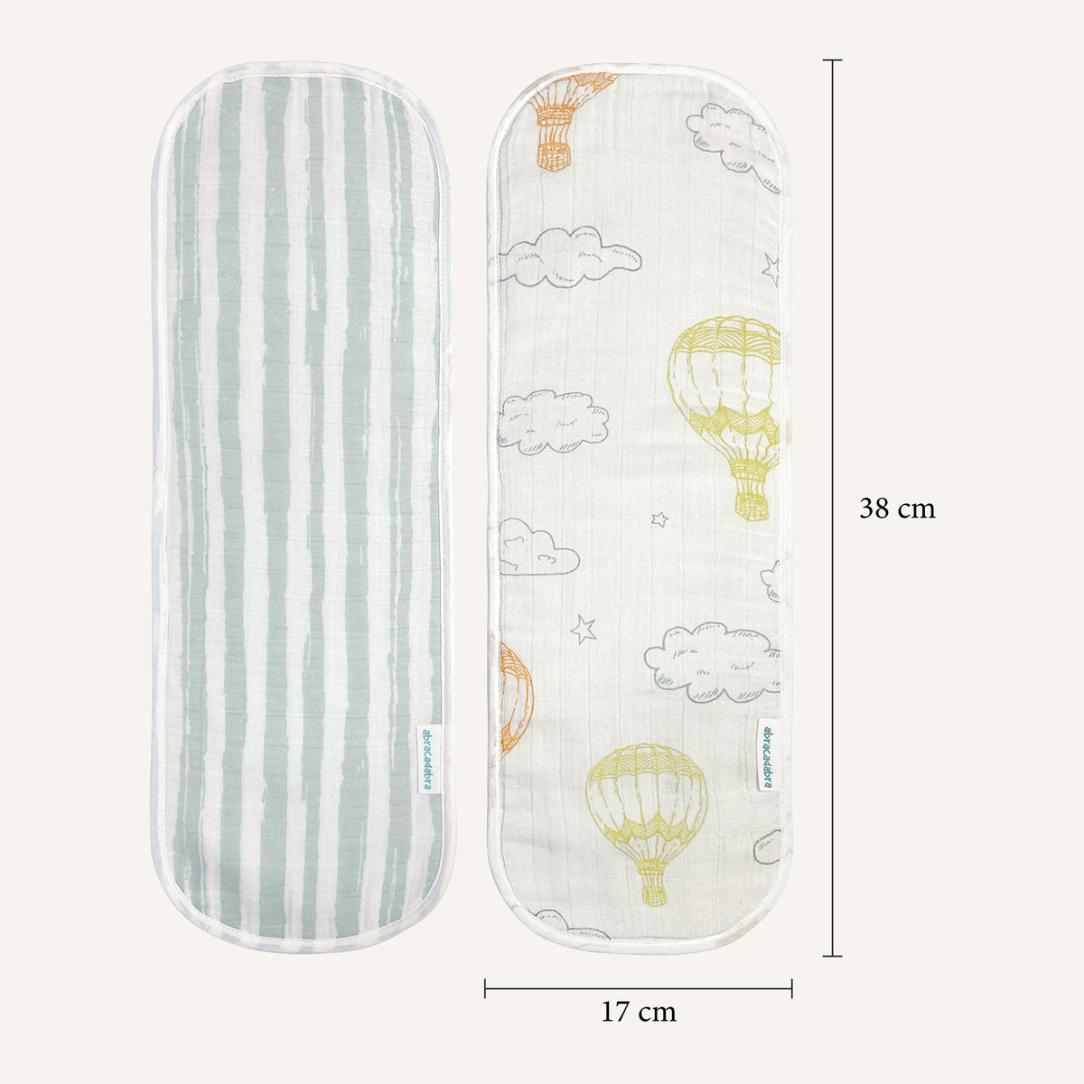 Abracadabra 4-Layer Muslin Burp Pads – Hot Air Balloon, Pack of 2