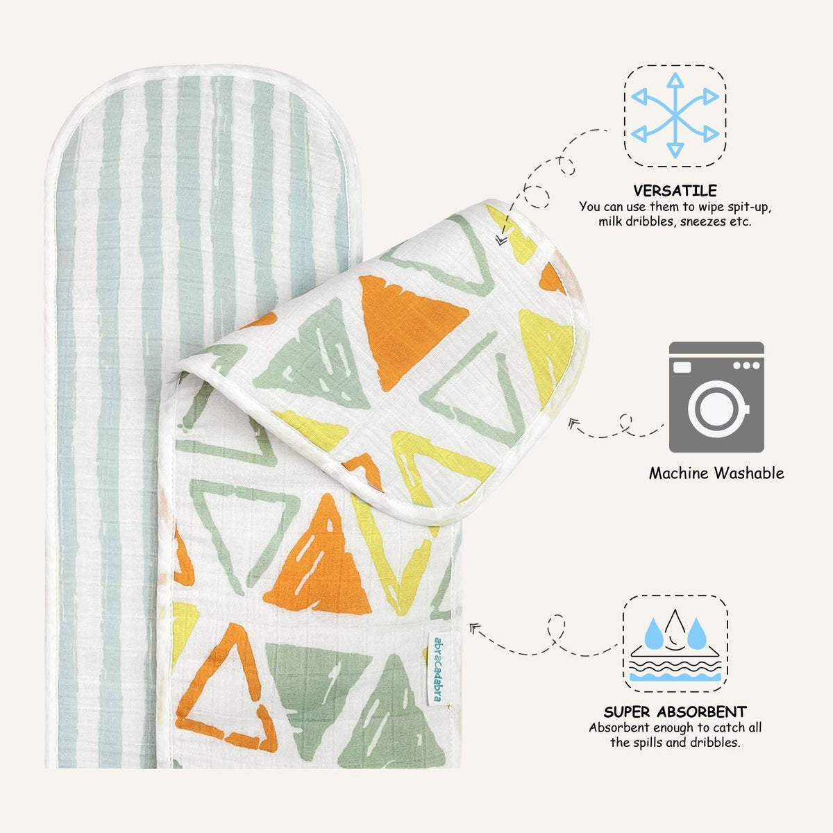 Abracadabra Muslin Burp Pad -Triangles