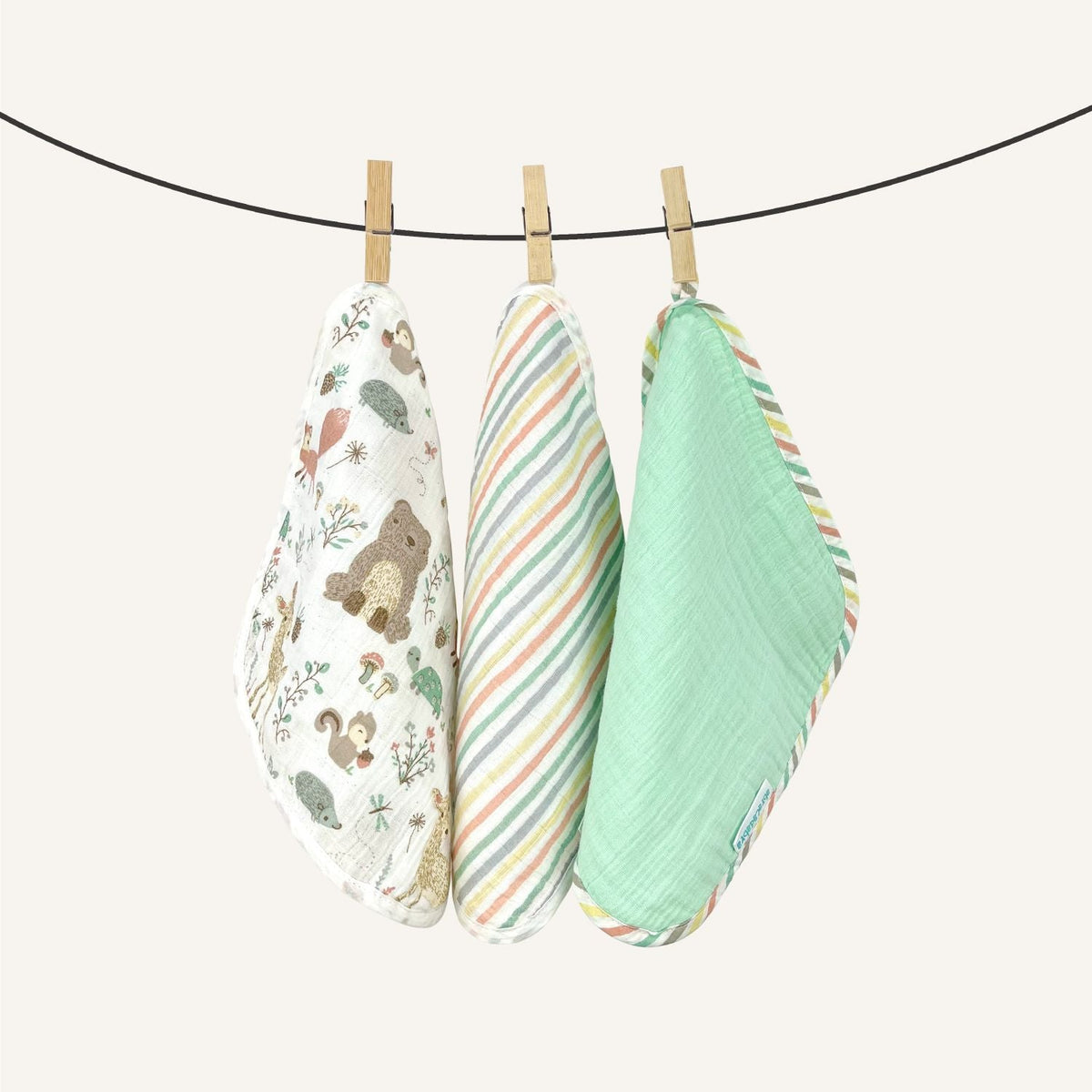 Abracadabra Muslin Face Wipes Set of 3 – Bambi & Friends