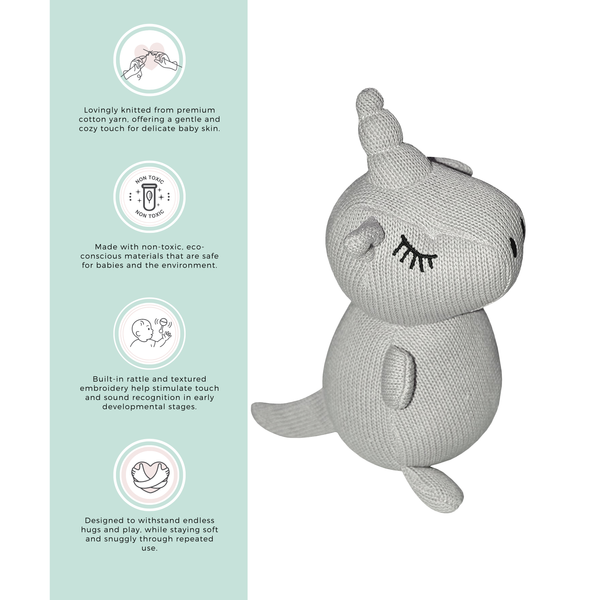 Abracadabra Luna the Unicorn Knitted Toy – Grey