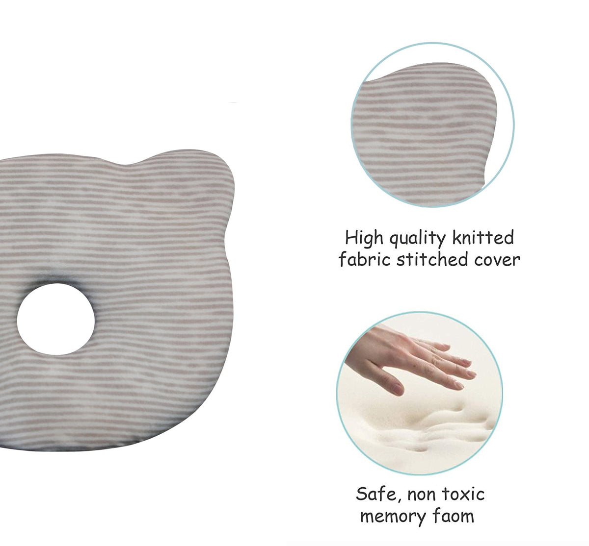 Abracadabra Memory Foam Baby Pillow – Grey Check