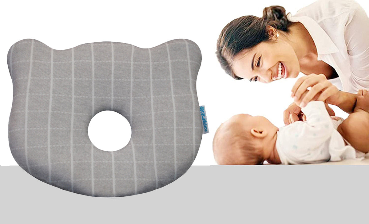Abracadabra Memory Foam Baby Pillow – Grey Check