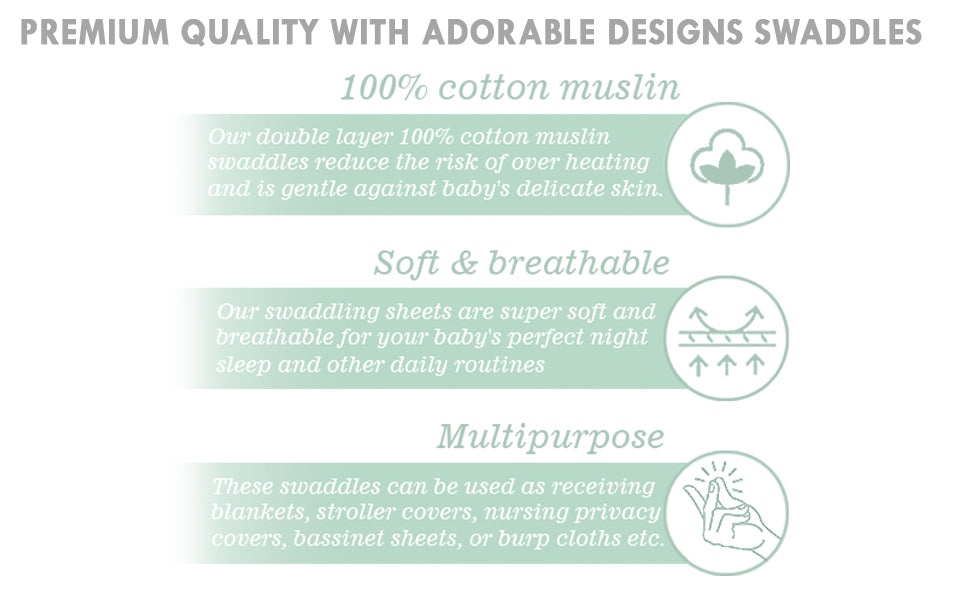 Abracadabra Cotton Muslin Swaddles Set of 3 – Lost in Clouds