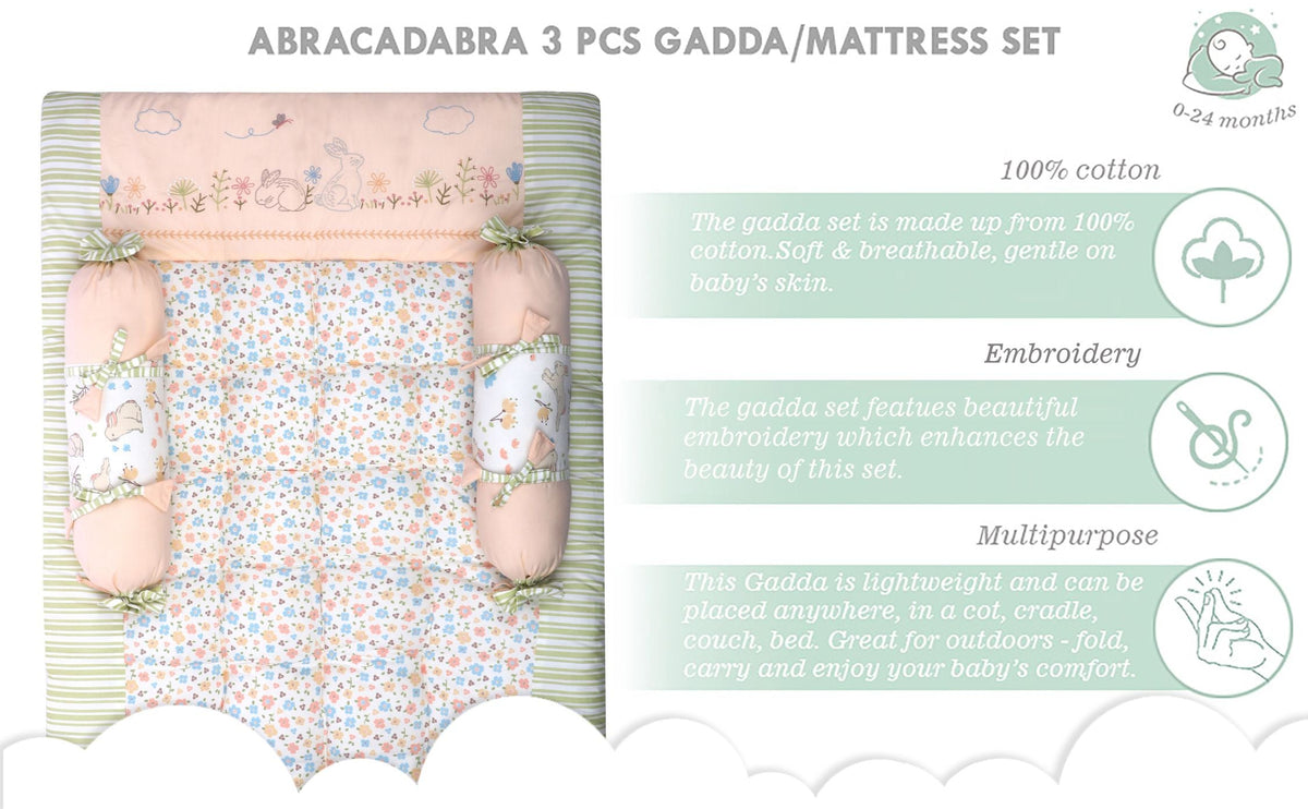 Abracadabra Baby Gadda Set with 2 Bolsters – Bunny Garden