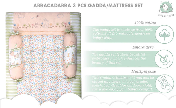 Abracadabra Gadda Set With Two Bolsters - Bunny Garden