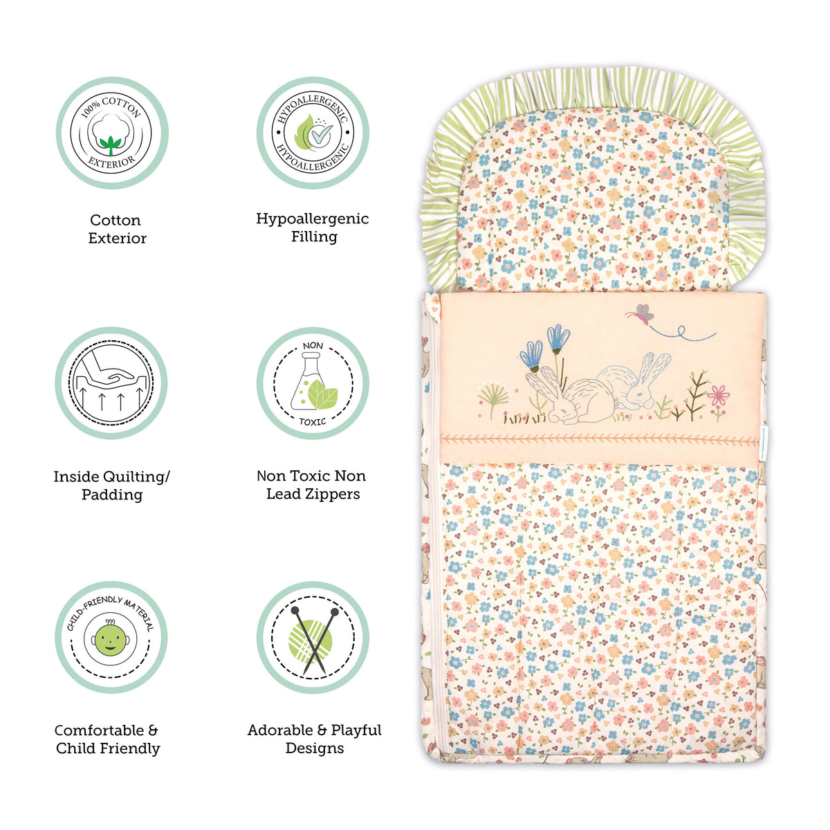 Abracadabra Quilted Baby Nest Bag – Bunny Garden
