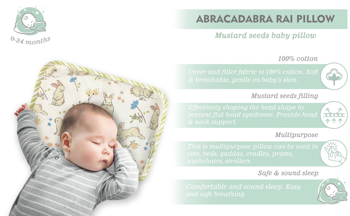 Abracadabra Rai Mustard Seed Baby Pillow – Bunny Garden