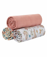 Abracadabra Cotton Muslin Swaddles Pack of 3 – Bunny Garden
