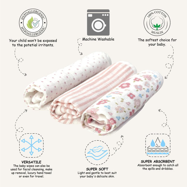 Abracadabra Muslin Wipes - Vintage Floral