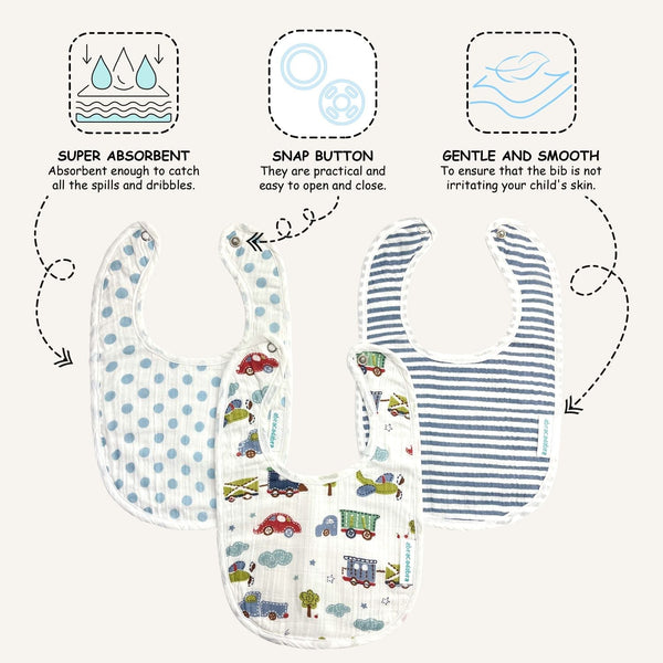 Abracadabra Muslin Bibs - Transport