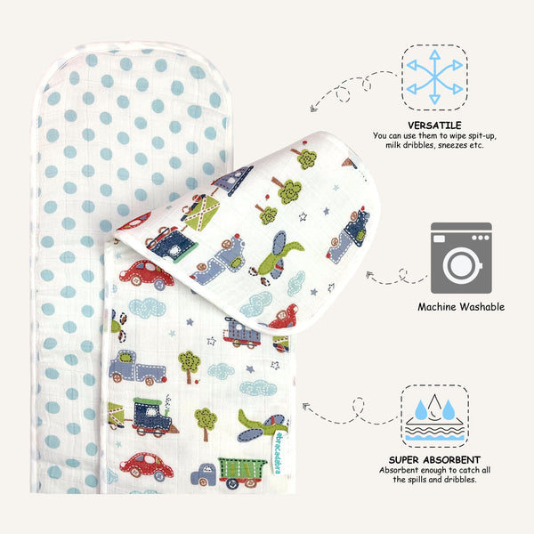 Abracadabra Muslin Burp Pad - Transport
