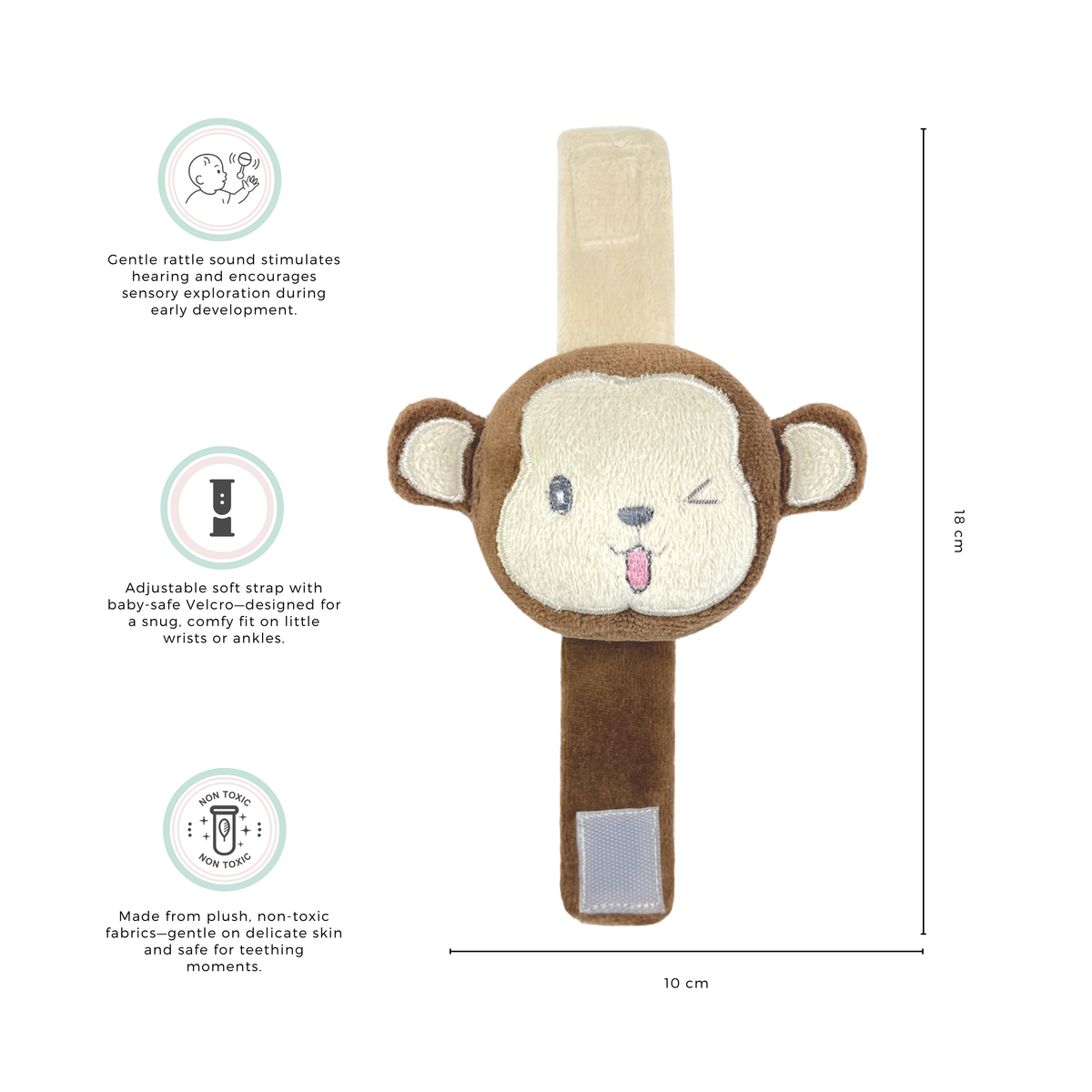 Abracadabra Monkey Wrist Rattle 18 × 10 × 4 cm Multicolour
