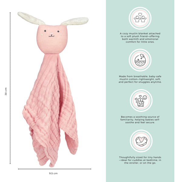 Abracadabra Organics Collectible Security Blanket with Cuddle Toy Bunny 0-3Y+