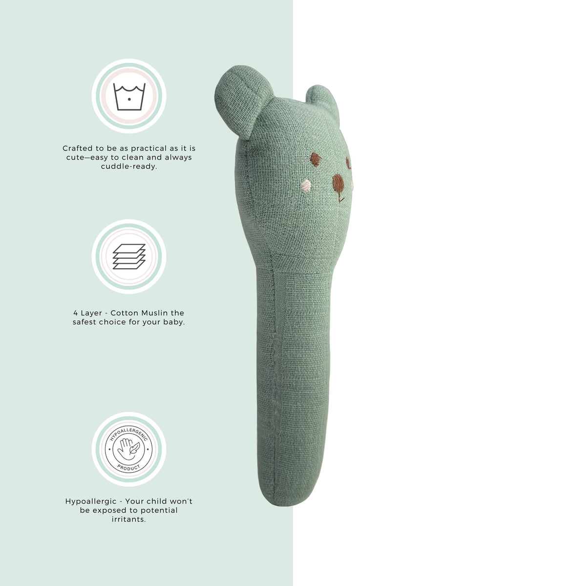 Abracadabra Organic Face Rattle Bear 20 × 9 × 5 cm Multicolour
