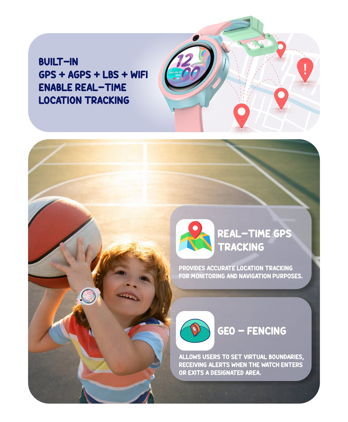 Spiky Cacus 4g Video & Voice Calling Smartwatch with GPS - Pink