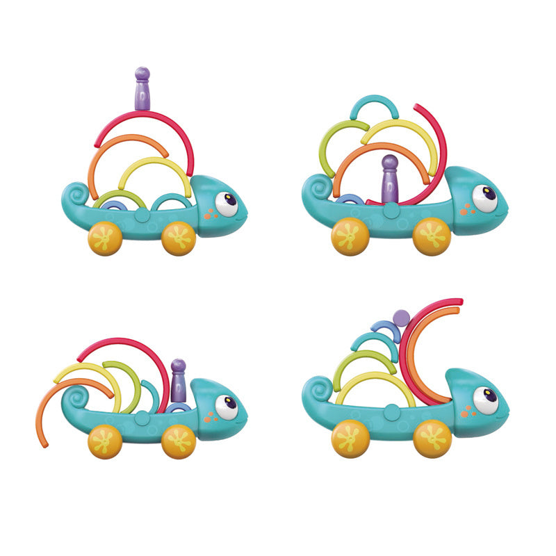 Hola Rainbow Chameleon Pull Along & Stacking Toy 28 x 13 x 14 cm Multicolor
