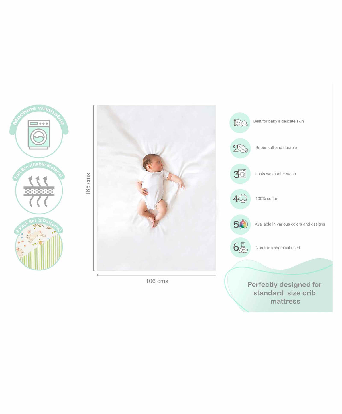 Abracadabra Bunny Garden Cotton Flat Bedsheets – Pack of 2