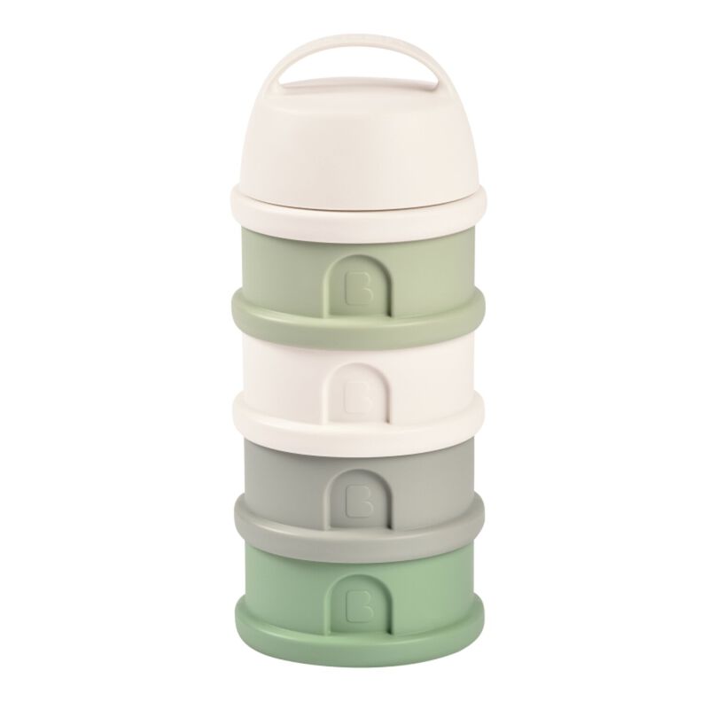 Béaba Formula Milk Container 4 Compartments – Cotton / Sage Green