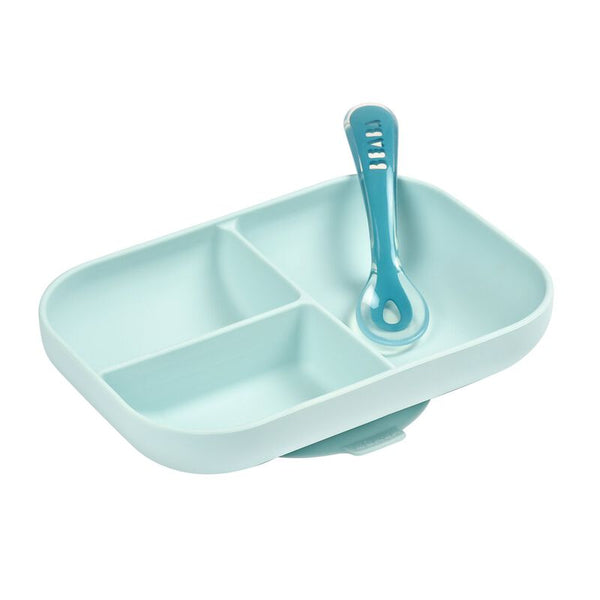 Beaba Silicone meal set with suction cup blue