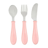 Béaba 3-Piece Stainless Steel Learning Cutlery Set – Old Pink