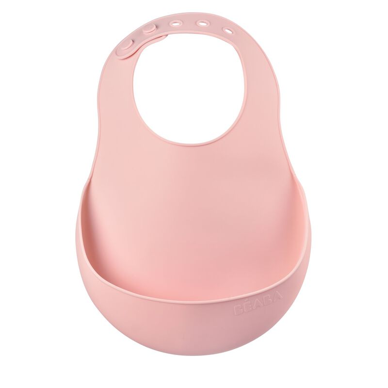 BÉABA Silicone Baby Bib with Food Catcher – Old Pink