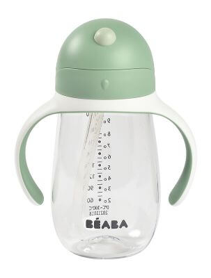 BÉABA 300ml Leakproof Straw Cup with Removable Handles – Sage Green