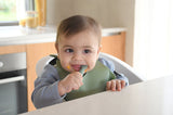 Béaba Silicone Pre-Feeding Spoons Set of 2 – Sage Green & Velvet Grey