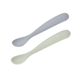 Béaba 1st Stage Silicone Spoon Set with Carry Box 2 Pack 4M+ – Pebble / Green of Grey