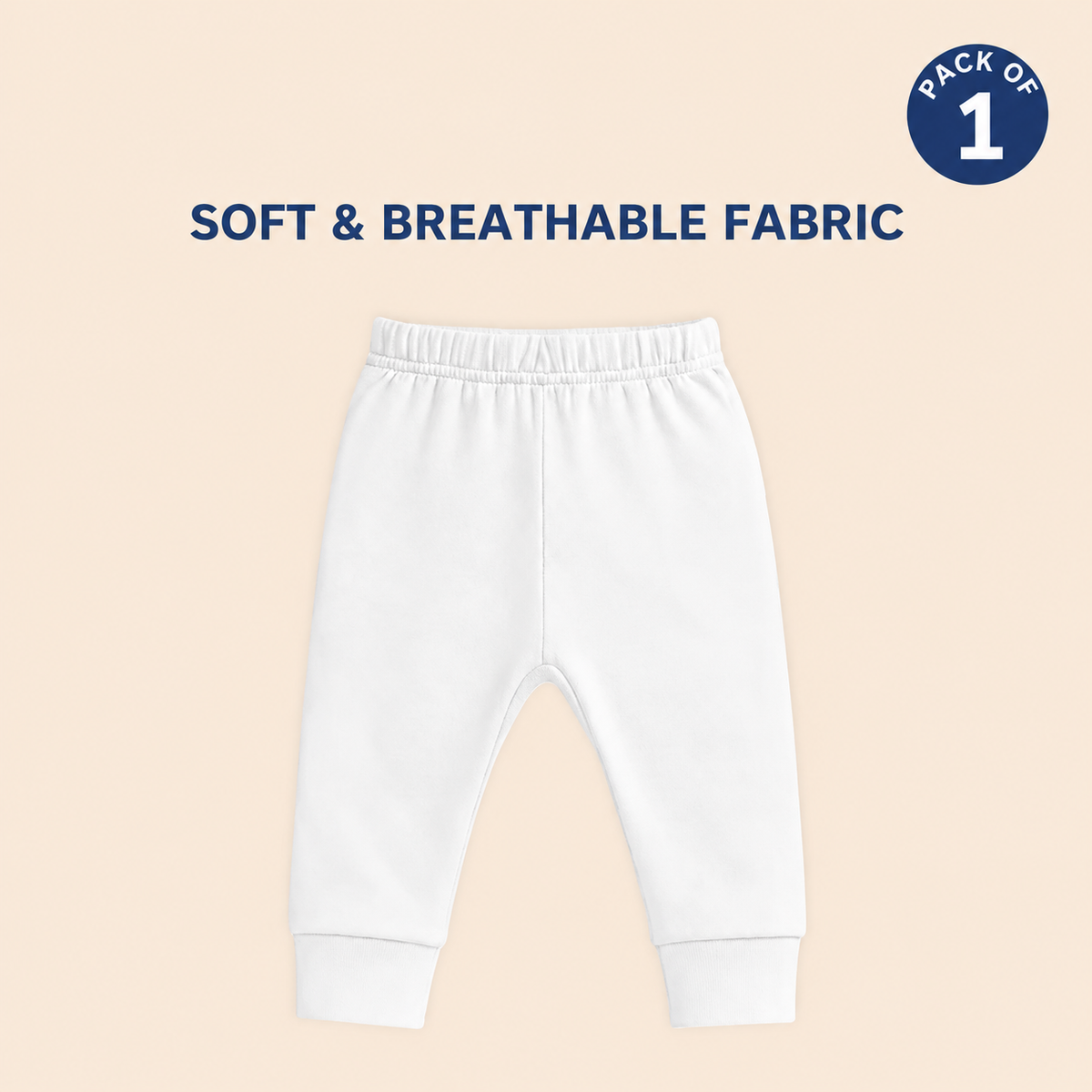 Hopop Baby Cotton Pajama Pants Pack of 1 0-3 Months - White