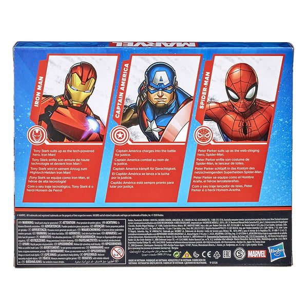 Marvel Action Figure Toy 3-Pack, 6-Inch Figures, Iron Man, Spider-Man, Captain America