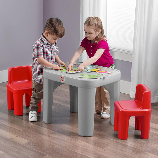 Step2 Party for Two Table & Chairs Kids' Table and Chairs Set, Gray Red