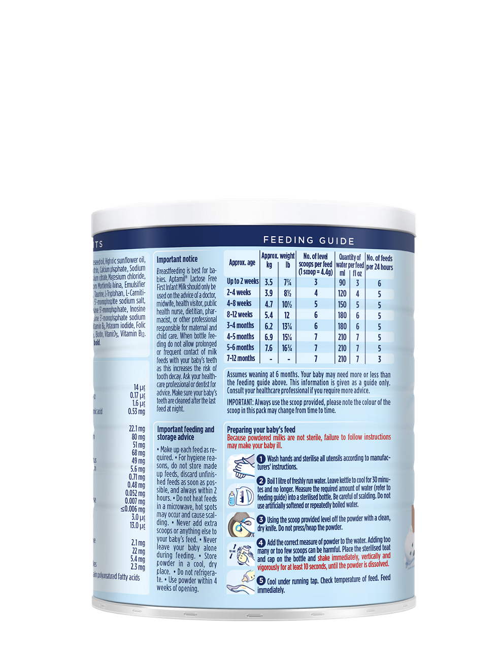 Aptamil Lactose Free First Infant Milk – From Birth, 400g