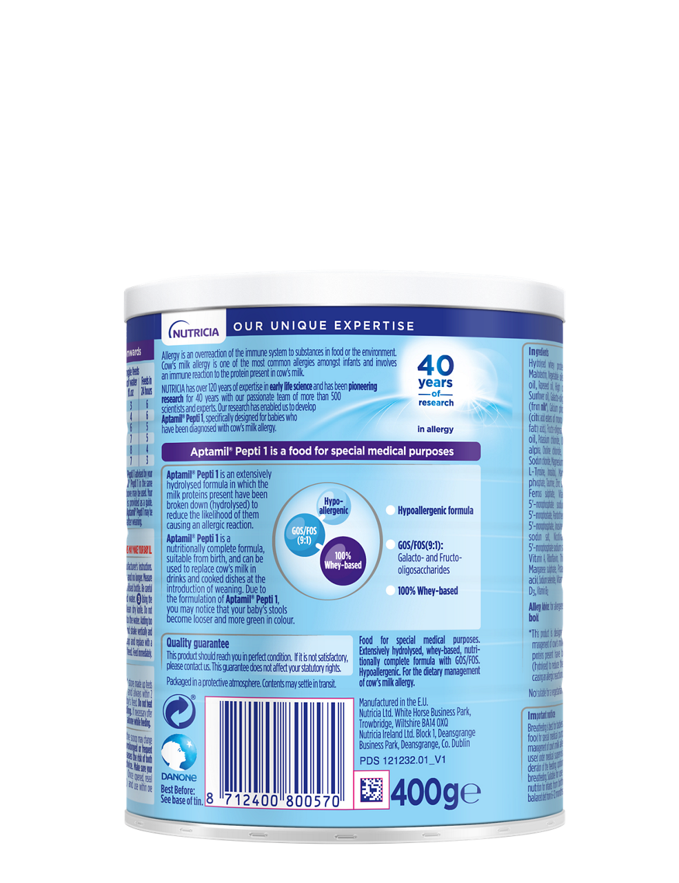 Aptamil Pepti 1 Hypoallergenic Formula – From Birth, 400g
