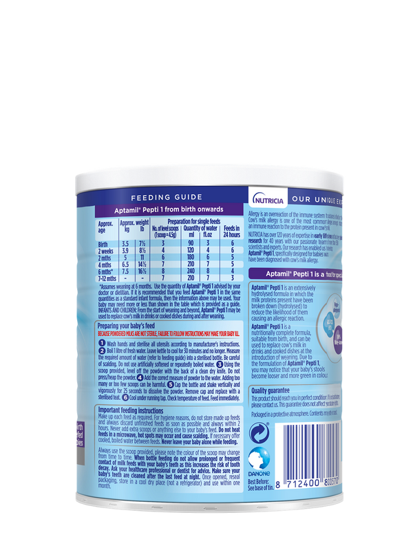Aptamil Pepti 1 400g Tin Extensively Hydrolysed Formula