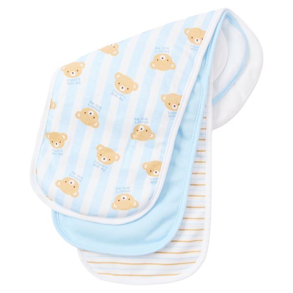 Millie & Myles Padded Burp Cloth Set Pack of 3 Standard Size Blue Baby Bear