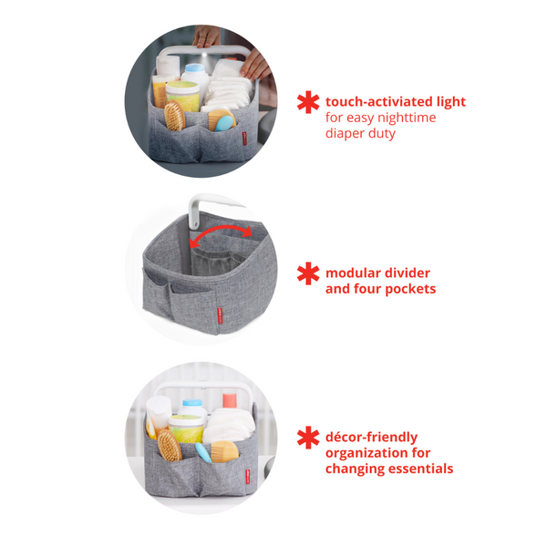 Skip Hop Nursery Style Light Up Diaper Caddy - Oat