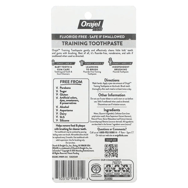 Orajel Kids Cocomelon Training Toothpaste With Toothbrush Fluoride-Free For 0-3 Years
