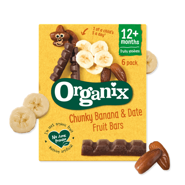 Organix Banana & Date Chunky Fruit Bars Toddler Snacks – 12+ Months, 6 x 17g