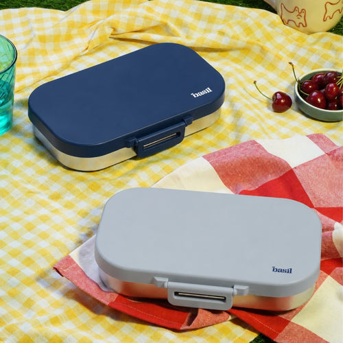 Basil Bento Ace 2-Compartment Stainless Steel Lunchbox 600 ml Classic Blue