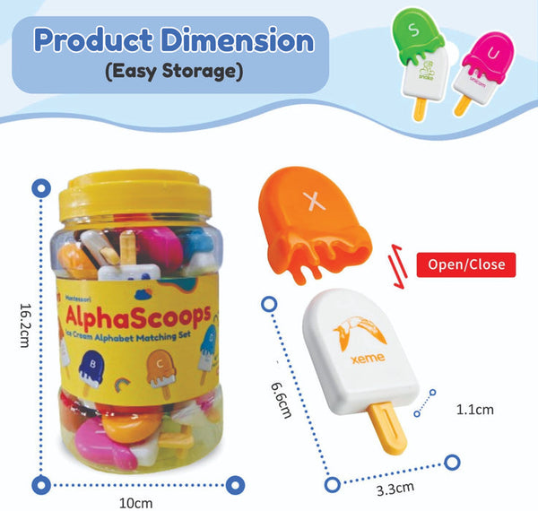 Alpha Scoops Ice Cream Montessori Alphabet Matching Game (52 pcs) 2 Years+