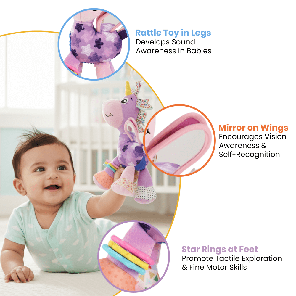 NuLuv Activity Unicorn Rattle Toy 3m+ Multicolour