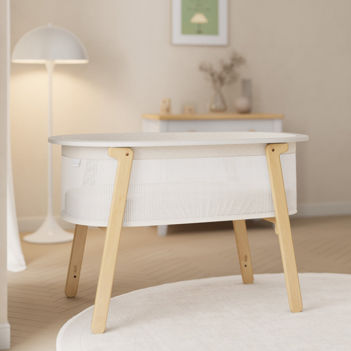 Boori Nest Easy-Store Compact Cot – White with Airflow Mattress