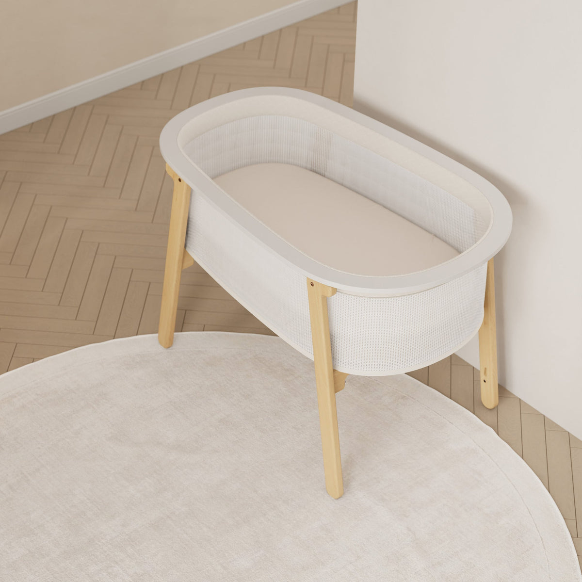 Boori Nest Easy-Store Compact Cot – White with Airflow Mattress