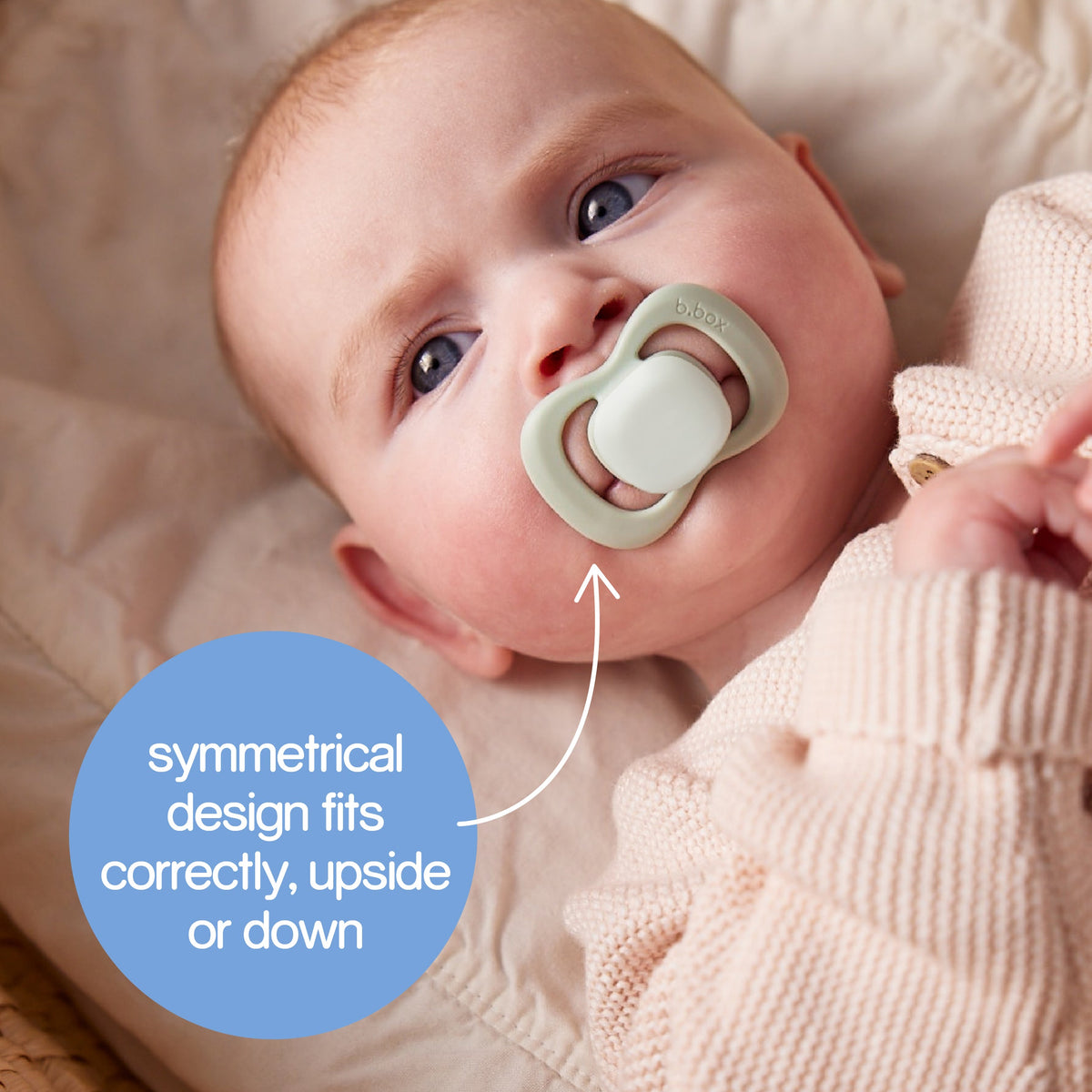 b.box Glow Silicone Pacifiers Pack of 2 (6–18M) – Blush & Latte