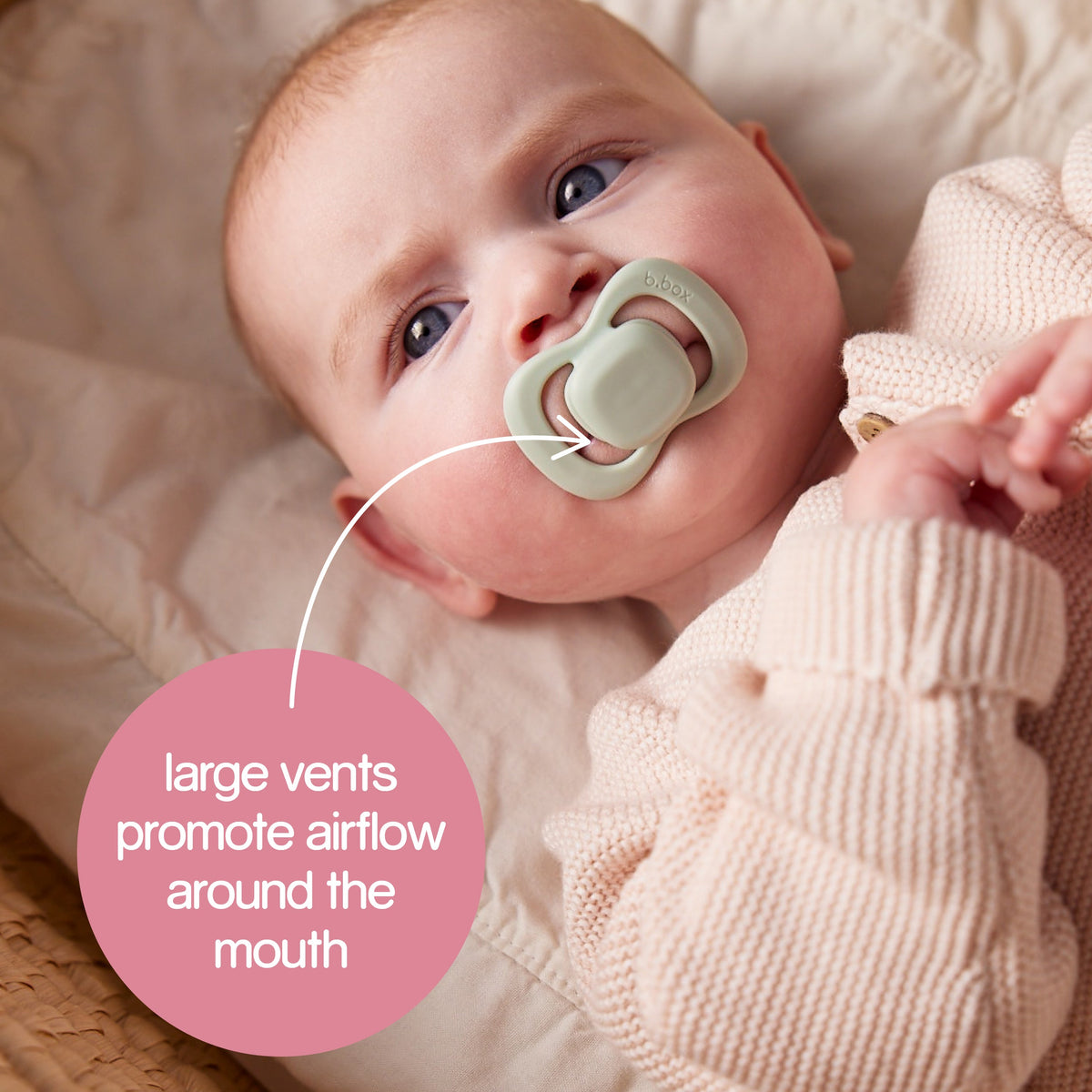 b.box Glow Silicone Pacifiers Pack of 2 (0–6M) – Blush & Latte